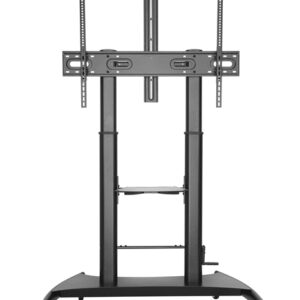 Brateck-TTL06H-610TW-Brateck Large Screen Telescopic Height-Adjustable Steel TV Cart with Crank Handle Fit 60"-100" Up to 100kg- Matte Black （LS）