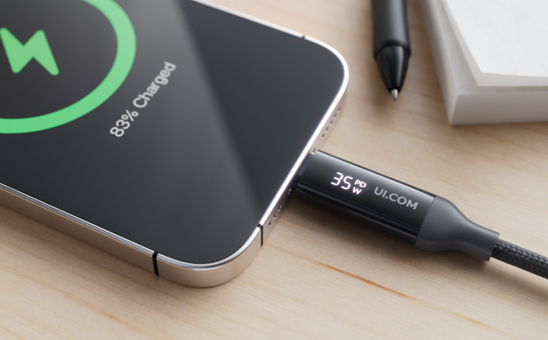 Ubiquiti | Ubiquiti USB-C Cable with Charge Display,Length 0.3M, Black, Braided Power  Data Cable With A Double-sided Charge Display,100W Max Power Outpu | UACC-Cable-USB-100W-0.3M-BK - Image 3