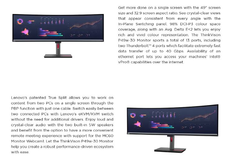 Lenovo | LENOVO ThinkVision P49W-30 49
