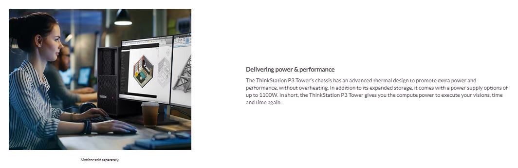 Lenovo | LENOVO ThinkStation P3 Tower Intel U9-285K 64GB DDR5 1TB SSD + 2TB HDD WIN 11 PRO RTX 4000 GPU 3yr Premier 1100W PSU AI Workstation Desktop | 30HT007PAU - Image 2