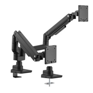 Brateck-LDT69-C024P2-BL-Brateck Fabulous Pole-Mounted Gas Spring Dual Monitor Arm Fit Most 17"-35" Monitors