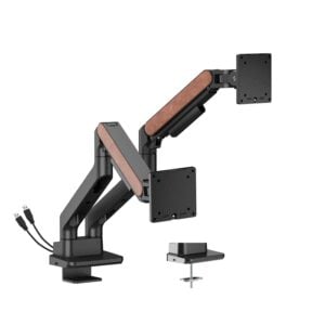Brateck-LDT81N-C024UC-BLK-Brateck LDT81N-C024UC Fusion Heavy-Duty Gas Spring Dual Monitor Arm with USB-A/USB-C Ports For most 17"~35" Monitors