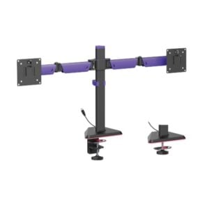 Brateck-LDT89-C024L-Brateck LDT89-C024L Matte Black Amethyst Articulating RGB Lighting Gaming Dual Monitor Arm