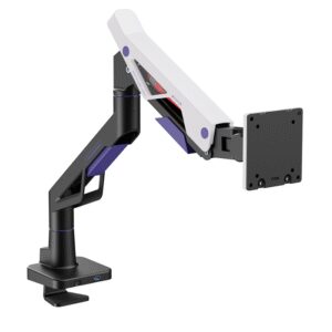 Brateck-LDT95-C012UC-BLKWH-Brateck LDT95-C012UC Atlas Neo Gaming Monitor Arm with USB-A  USB-C Ports For most 24"~57" Monitors
