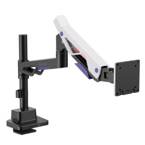Brateck-LDT95-C012UCP-BLKWH-Brateck LDT95-C012UCP Atlas Neo Gaming Pole-Mounted Monitor Arm with USB-A  USB-C Ports For most 24"~57" Monitors