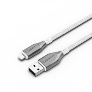 Cygnett-CY4659PCCAL-Cygnett Armoured Braided Lightning to USB-A (2.0) (1M) Cable - White (CY4659PCCAL)