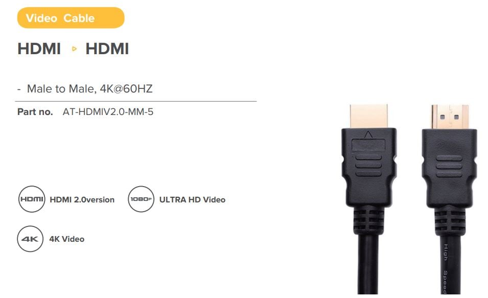 Astrotek | Astrotek HDMI Cable 5m Ethernet V2.0 18Gbps 19pin M-M Male to Male Gold Plated 4K@60Hz HDCP 2.2 HDR10 ARC High Speed Shielded  Gold Plated Cable Black | AT-HDMIV2.0-MM-5 - Image 1