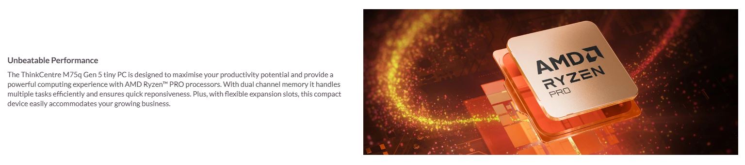 Lenovo | LENOVO ThinkCentre M75Q G5 Tiny AMD Ryzen 7 PRO 8700GE 16GB DDR5 512GB SSD Windows 11 Pro AMD GPU 3YR OS Keyboard Mouse | 12RQ0024AU - Image 1