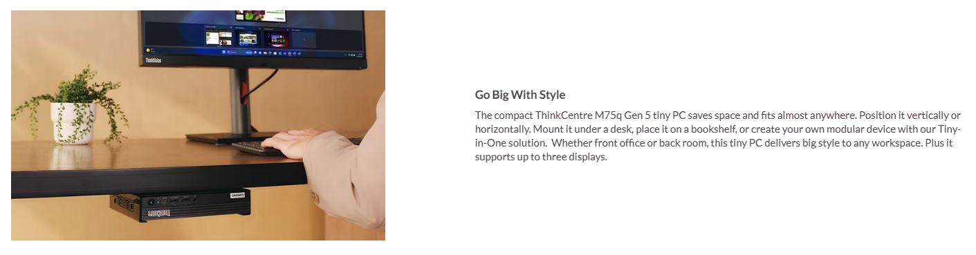 Lenovo | LENOVO ThinkCentre M75Q G5 Tiny AMD Ryzen 7 PRO 8700GE 16GB DDR5 512GB SSD Windows 11 Pro AMD GPU 3YR OS Keyboard Mouse | 12RQ0024AU - Image 4