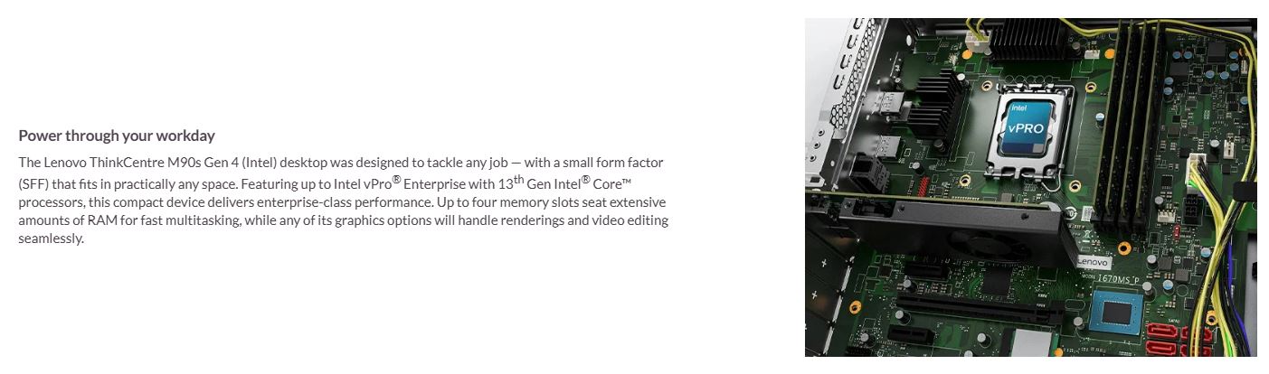 Lenovo | LENOVO ThinkCentre M90S G4 SFF Intel i5-13500 16GB DDR4 512GB SSD Windows 11 Pro 1YR OS Intel UHD GPU vPro Keyboard Mouse ~M70S N50s | 12HRS10J00 - Image 1