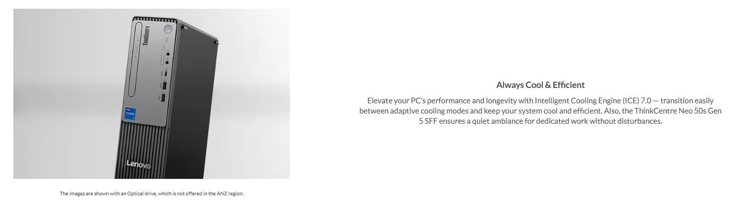 Lenovo | LENOVO ThinkCentre Neo 50S G5 SFF Desktop PC i5-14400 16GB DDR5 512GB SSD Windows 11 Pro 1YR OS Intel UHD GPU Keyboard Mouse | 12XF003KAU - Image 2