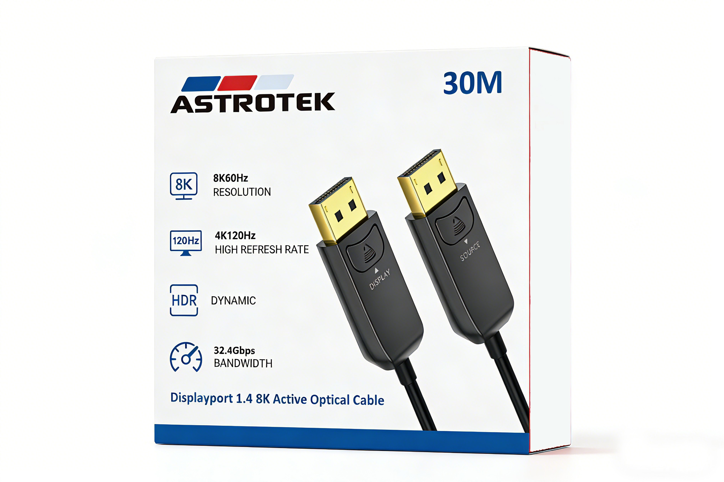 Astrotek | Astrotek 8K DP 1.4  to DP Male to Male Fiber Optic DisplayPort Cable Long Active Optical Cable(AOC) 8K@60Hz 30m High-speed 32.4Gbps HDR HDCP DSC 1yr | AT-DPAOC-MM-30 - Image 3