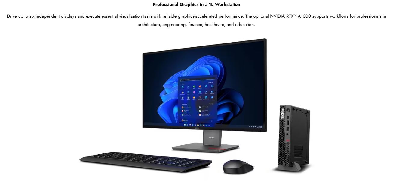 Lenovo | LENOVO ThinkStation P3 Tiny Intel U7-265 16GB DDR5 1TB SSD WIN 11 PRO NVIDIA RTX A1000-8G Q870 3yr Onsite 300W PSU AI Workstation Desktop | 30K5S00500 - Image 3