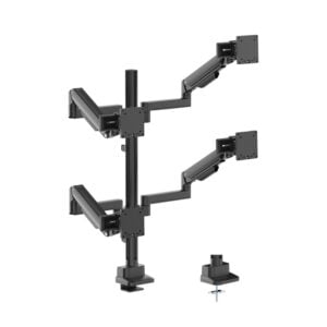 Brateck-LDT86S-C048S-BLK-Brateck Modular Mechanical Spring Quad Monitor Arm with Sliders