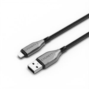 Cygnett-CY4657PCCAL-Cygnett Armoured Braided Lightning to USB-A (2.0) (0.5M) Cable - Black (CY4657PCCAL)