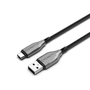 Cygnett-CY4681PCUSA-Cygnett Armoured Braided USB-C to USB-A (2.0) Cable (1M) - Black (CY4681PCUSA)
