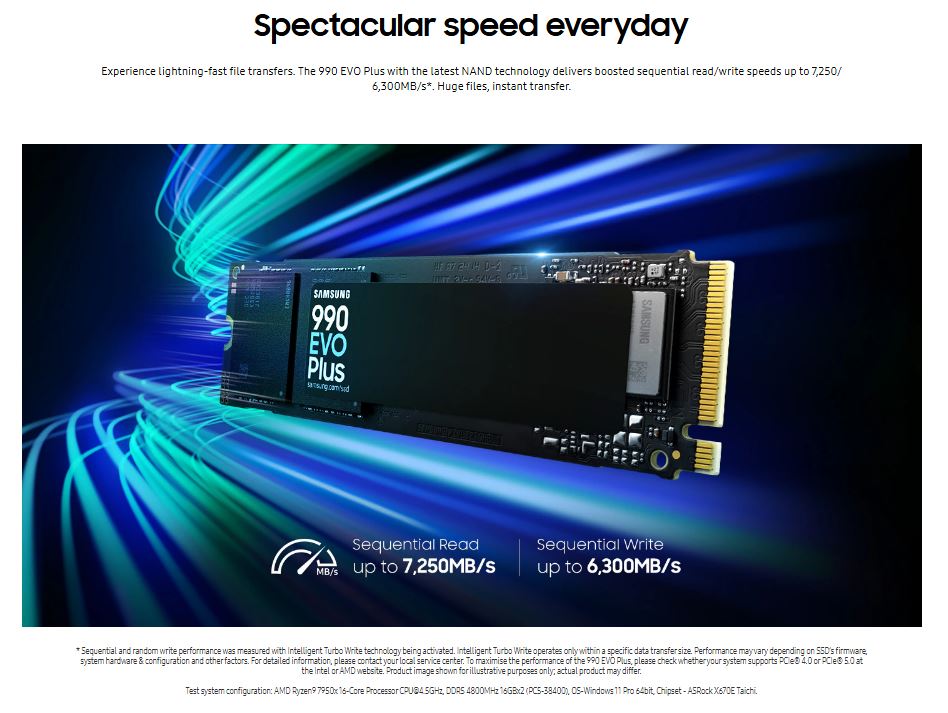 Astrotek | Samsung 990 EVO Plus 4TB PCIe Gen5 NVMe SSD 7250MB/s 6300MB/s R/W 1050K/1400K IOPS 2400TBW 1.5M hrs V-NAND TLC AES 256-bit Encryption 5yr wty | MZ-V9S4T0BW - Image 3