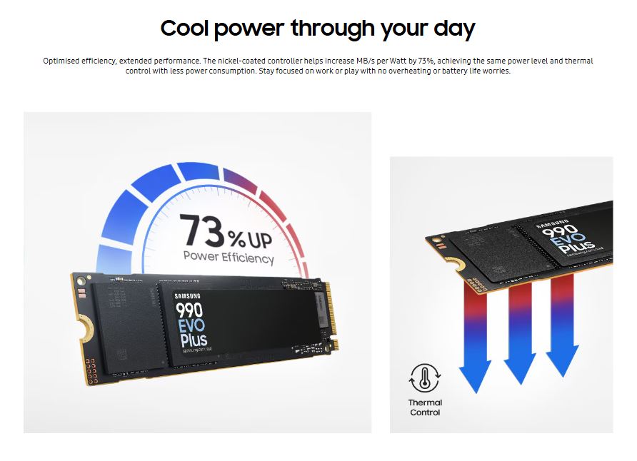 Astrotek | Samsung 990 EVO Plus 4TB PCIe Gen5 NVMe SSD 7250MB/s 6300MB/s R/W 1050K/1400K IOPS 2400TBW 1.5M hrs V-NAND TLC AES 256-bit Encryption 5yr wty | MZ-V9S4T0BW - Image 4