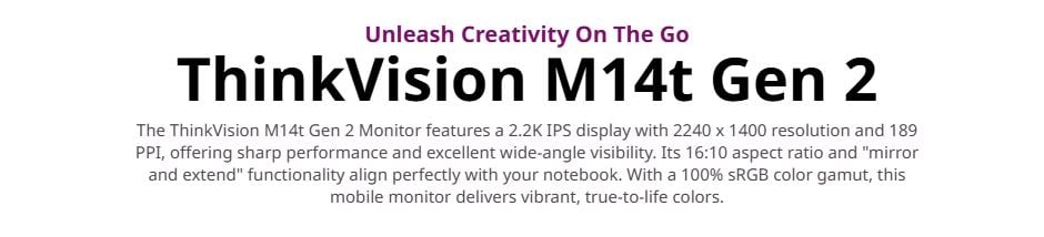 Lenovo | LENOVO ThinkVision M14-2 14