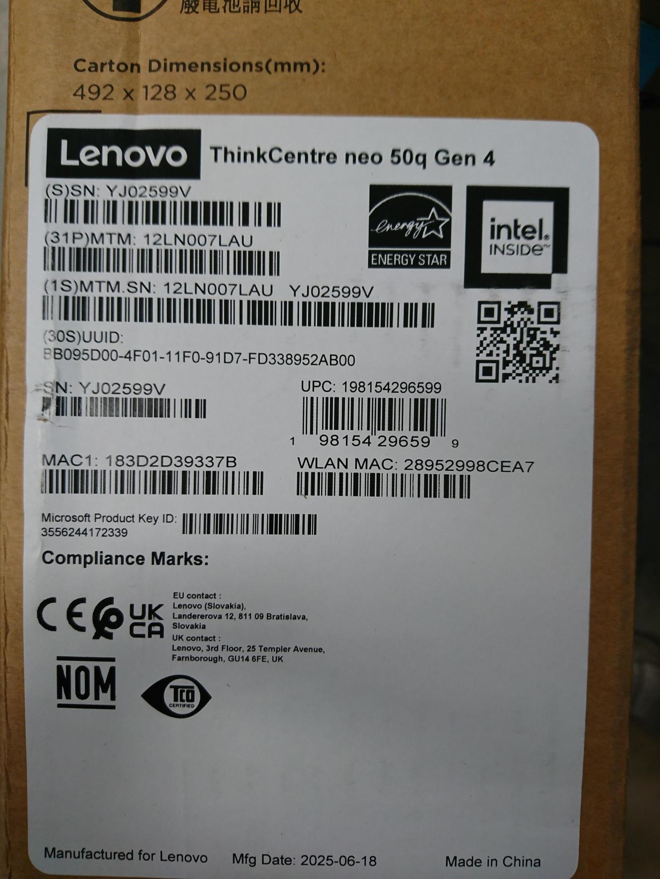 Lenovo | LENOVO ThinkCentre Neo 50q G4 Tiny Desktop PC i5-13420H 16GB 256GB SSD Windows 11 Pro 3yrs Onsite Wty UHD Graphics WiFi6 EX-DEMO only box damaged | 12LN007LAU - Image 2