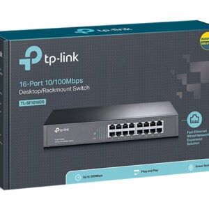TP-LINK-TL-SF1016DS-(CH)TP-Link TL-SF1016DS 16-Port 10/100Mbps Smart Switch or wall-mounting design Plug and play 3.2Gbps Switching Capacity Auto-MDI/MDIX Supports MAC(LS
