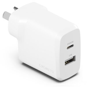 Cygnett-CY4772PDWCH-Cygnett PowerPlus 32W Dual Port (20W USB-C + 12W USB-A) PD Fast Wall Charger-White(CY4772PDWCH)