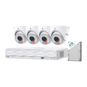 TP-LINK-Omada T8S4-4T-TP-Link Omada T8S4-4T 8MP Turret PoE Security Camera System with 4TB HDD